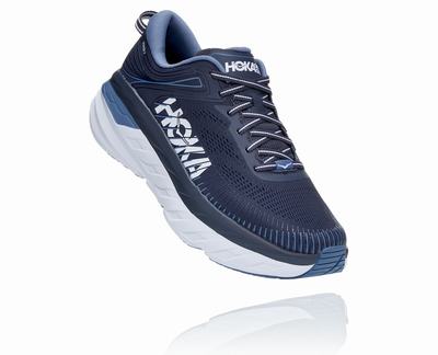 Hoka One One Men's Bondi 7 Road Running Shoes Blue (HO5908) Australia